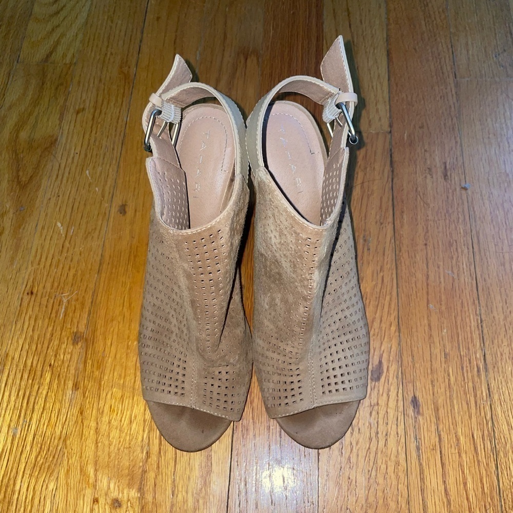 Tahari Tan Open Toe High Heel Shoes